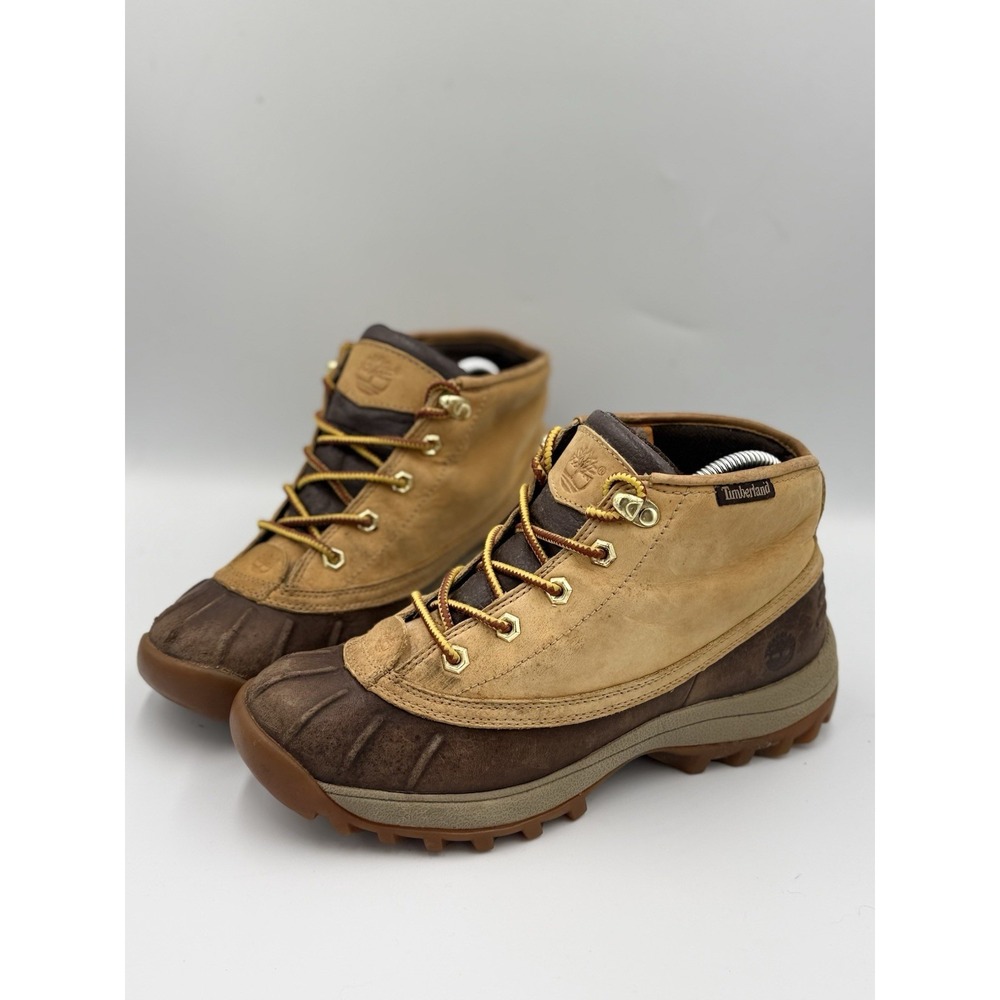 Vintage Timberland ACT Canard Mid Lace Waterproof Duck Boot Womens 9M Yellow 90s